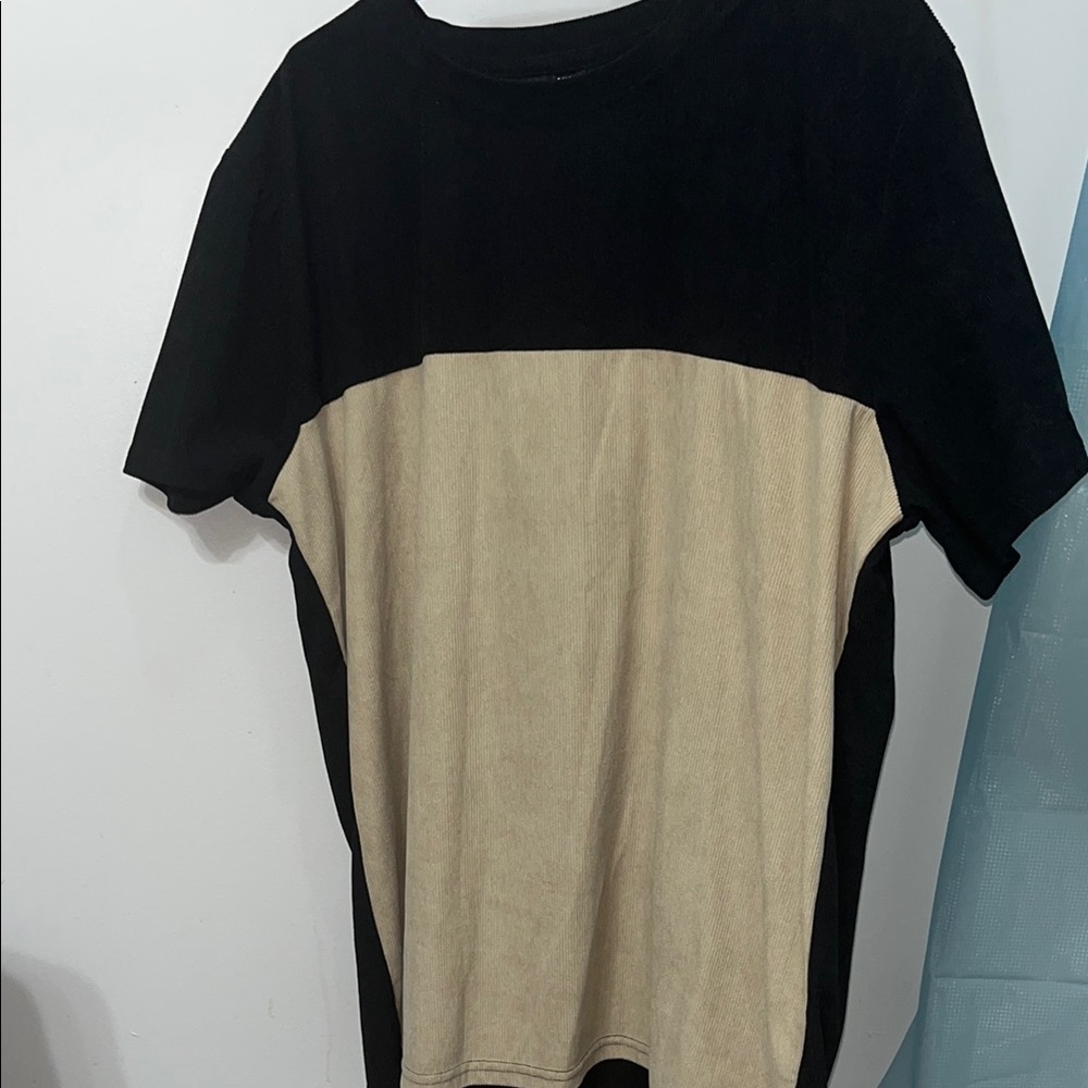 Men's Black and Tan Colorblock Shirt